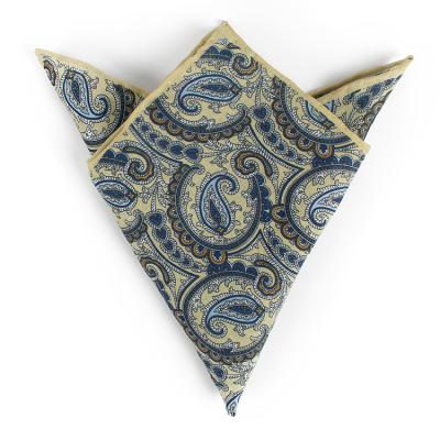 China New Design Dacheng Jacquard Paisley Floral Print Square Pocket Men's Linen Handkerchief for sale