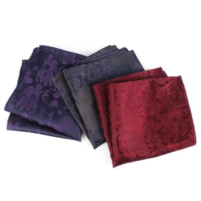 China Dacheng Floral Jacquard New Design Flower Pocket Men's Square Handkerchief Men's Silk Handkerchief for sale