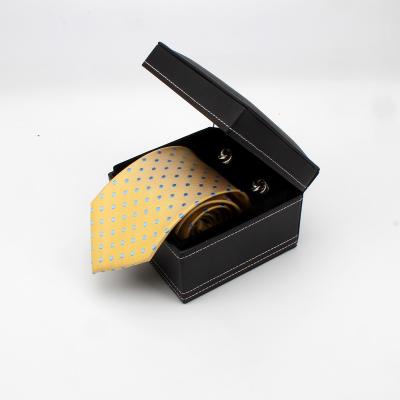 China 100% Latest 2018 Silk Woven Silk Tie Handkerchief Cufflink Clip Gift Box Set for sale