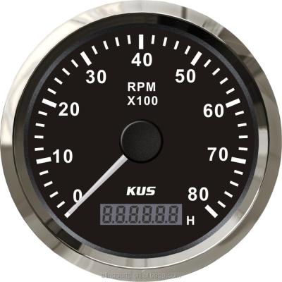 China KUS Marine Tachometer Gauge With Hour 0-8000RPM 12V/24V Meter Boat RPM Tachometer With Backlight 85mm for sale