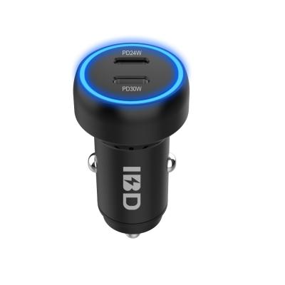 China Mobile Phone Fast Charger IBD Most Popular Products 54W Dual USB C PD Fast Car Charging Charger With Cooling Holes for sale