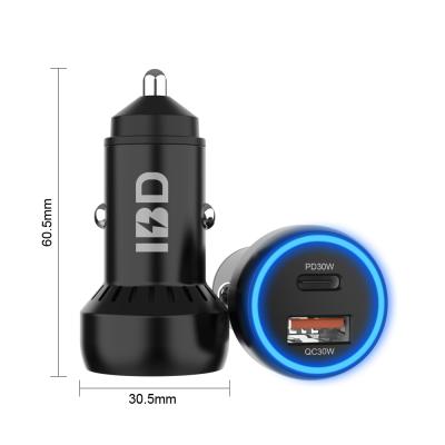 China 60W Car Fast Charger IBD Products 60W Car Charger Car Charger New Dual Trending Palladium Car Fast Charger and Electric QC3.0 for sale