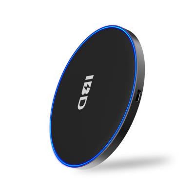 China Hot Selling Aluminum Alloy Wireless Charger 10W IBD Wireless Charger 10W With Blue Led Light 12V Nice Radio Charger Qi Standard 10W Quality for sale