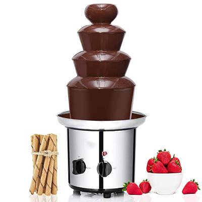 China Hot Chocolate Fashion Amazon Dot 4 Tiers Stainless Steel Chocolate Fountain Overflowing for sale