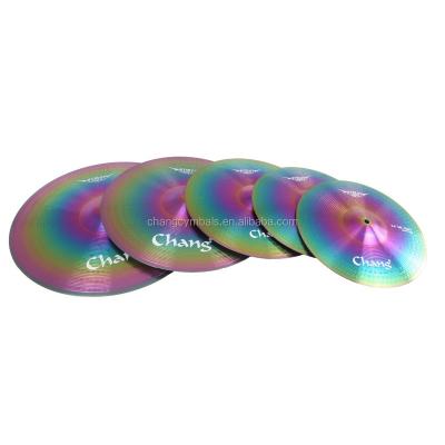 China Cheap Set Of Iron Alloy Armor Colorful Cymbals Set Practice Iron Cymbals for sale