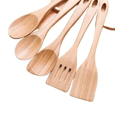 China Sustainable Kitchen Cooking Tools For Nonstick Pots Filters Cookware Spatula Utensils Tableware Mixing Bamboo Sets for sale