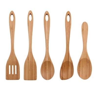 China Kitchen Tableware Soup Spoon Good Quality Viable Kitchen Serving Bamboo Spoon Spatula for sale