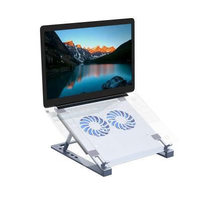 China Adjustable Laptop Fan Stand Folding Adjustable Portable Tablet Stand with Fan Notebook Cooler Stand for sale