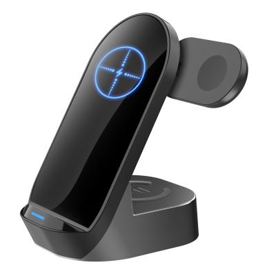 China Fast Wireless Fast Charging Watch 3 in 1 Wireless Magnetic Charger Stand Phone Charging Dock for Apple Airpods pro for sale