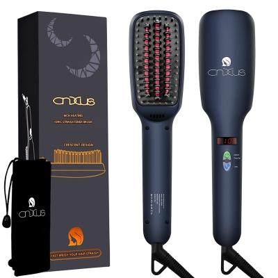 China Plug In 2022 Newest Hair Straightener Electric Hair Straightener Brush LCD Display Steam Comb Earth Pottery Hair Straightener Brush for sale