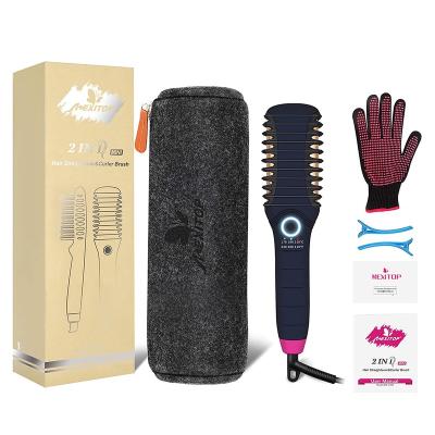 China Plug In Straightener Professional Tourmaline Ceramic Hair Curling Brush Straightening Comb Straight Comb for sale