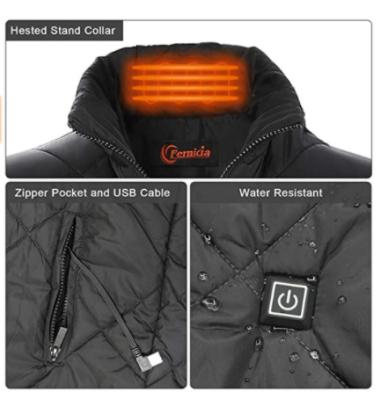 China Anti-wrinkle warm vest, unisex jacket, lightweight, warm, USB charging power supply, suitable for outdoor skating warm jacket for sale