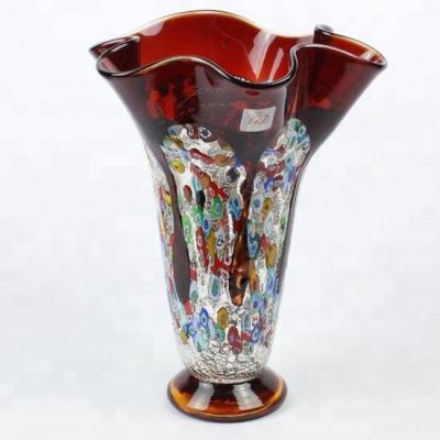 China Europe TULIPANO - WEDDING GIFT RED GLASS MURRINE FLOWER VASE for sale