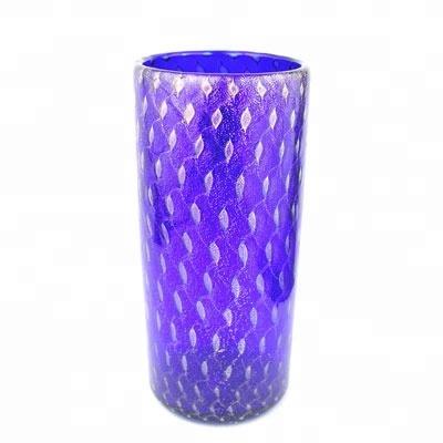 China Europe Murano Glass Vase , Lazulite Drops Cylinder Vase for sale