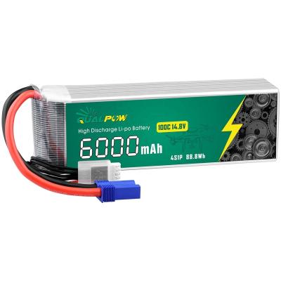 China Toys AsperX OEM Qualpow 4S Lipo Battery 14.8V 6000mAh 100C Lipos Batteries With EC5 Plug In Soft Case For RC Airplane Plane Helicopter for sale