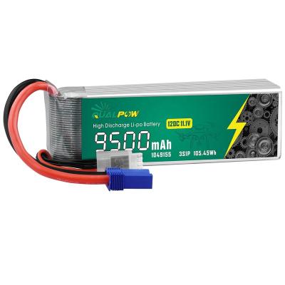 China Toys AsperX 3S Lipo Battery 9500mAh 120C 11.1V with EC5 Connector RC 3S Lipo Battery for Flat Quadcopter Airplane Helicopter Drone for sale