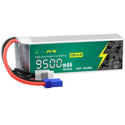 China Toys AsperX 4S Lipo Battery 14.8V 9500mAh 120C with EC5 Connector Soft Case Battery for RC Airplane Drone RC Helicopter Car Boat for sale