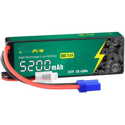 China Toys AsperX Promotion Hard Continuous Case 80C 5200Mah 2S Rc Car Battery Packs Lipo 7.4V Bateria For Rc Truck Model for sale