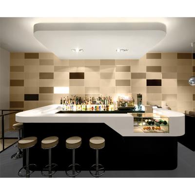 China Modern Commercial Hotel Bar Furniture Large L Shape Bar Counters Back Wine Tables For Gym Club Shop for sale