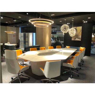 China White Corian Modern Office Conference Table (Height) Large Size Conference Meeting Place Adjustable Table For 16 People for sale