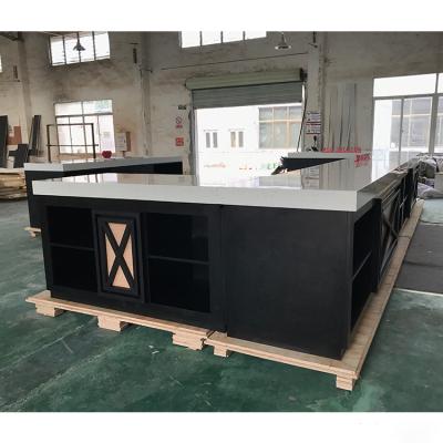 China Environmental Friendly Food Counter Used In Cafeteria Black Kitchen Counter Bar Designs for sale