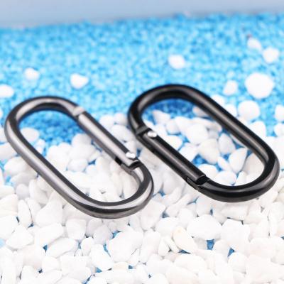 China Manufacturer Direct Durable Custom Logo 50MM All Metal Black Hang Carabiner Aluminum For Bag Color Oval for sale