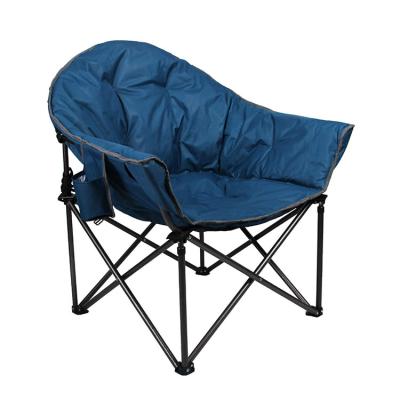 China Easy-carry Padded Moon Around Half Chair Sofa Shape Camouflage Cushion Camping Indoor Leisure Adult Foldable Moon Folding Chair for sale