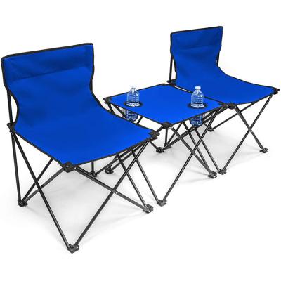 China Oxford Leisure Steel Frame Folding Beach Table And Chair Easy-Carry Portable Camping Set for sale