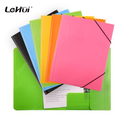 China Leihui Eco-friendly Shanghai Production Full Color Custom Glossy Lamination 2-Flap Folder With Elastic Bands For Business And Office Supplies for sale