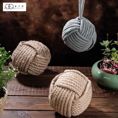 China Hemp Rope Cotton Rope Braid Ball Shape Modern Home Decorative Doorstop for sale