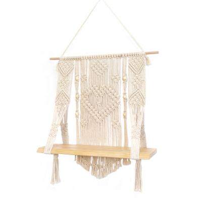 China Sustainable Macrame Corner Shelf Sheer Manual Weaving Simple Folding Shelf Manufacturers Selling Support Customized Waterproofing for sale