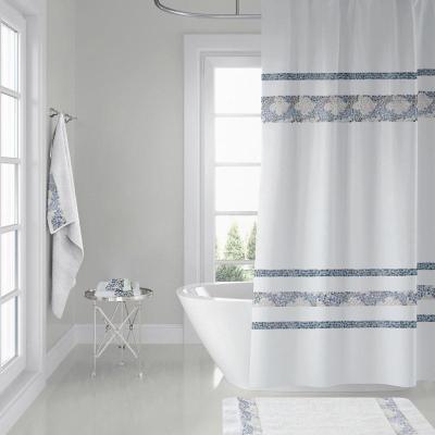 China Sustainable Luxury White 100% Polyester Bathroom Shower Curtain Sets With Cotton Towels And Blankets for sale