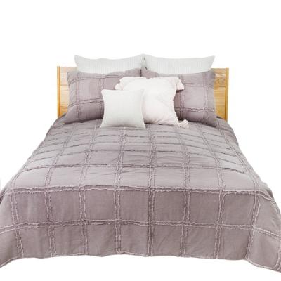 China Anya Modern Solid Soft Washed 100% Cotton Bedspread Set for sale