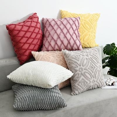 China Anti-Static OEM Custom Design 100% Cotton Plain Tufted Decorative 3D Embroidery Cushion Cover Pillow for sale