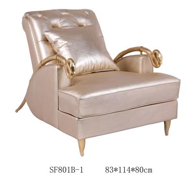 China Modern American Style Living Room Furniture Handrail Functional Sofa Champagne Leather Sofas for sale