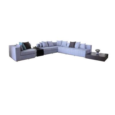 China Adjustable Light Luxury Modern Living Room Sofa Set Furniture Frosted Artificial Leather Multi Sofa (Other) With Small Tables for sale