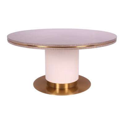 China Extendable modern luxury dining table stainless steel champagne gold MDF dining table for sale