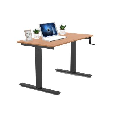 China (Size) Adjustable Manual Crank Sit Stand Desk Frame 2 Leg Height Metal Desk Base for sale