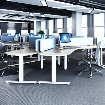 China (Height)Executive Office Work Height Ergonomic Adjustable 3 Leg Motor Corner Position Triple Desk for sale