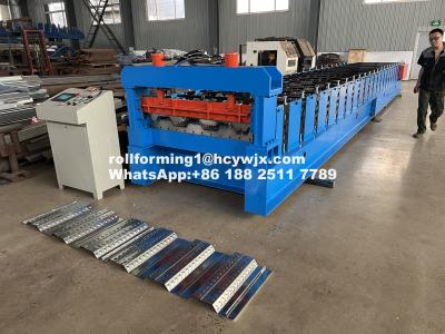 China Hydraulic 11 11 5.5KW Motor Floor Deck Roll Forming Machine 8-12m/min Speed With PLC Control System for sale