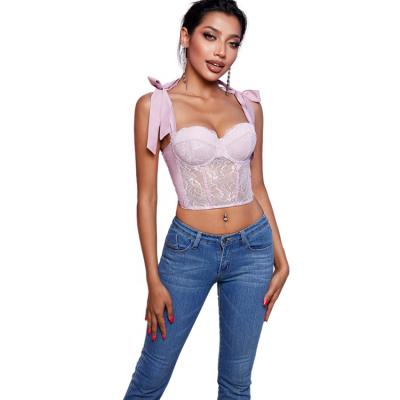 China Top Selling Purple Floral Shoulder Strap QUICK DRY Cami Cute Pink Lace Ribbon Tops For Bustier Summer Women's 2022 Sexy Outfit for sale