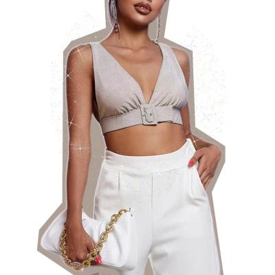 China Original Design 2022 New Summer QUICK DRY Hot Adjustable Top Buckle Strap Lame Crop Bralette for sale