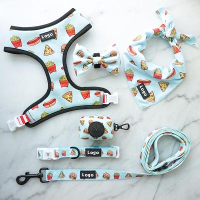 China Custom Adjustable DETACHED Neoprene Cat Harness Leash Set Dog Collar And Harness Set for sale