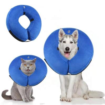 China Explosion Proof Quick Release Pet Collars PVC Inflate Dog Cone With Adjustable Buckle Velcro for sale