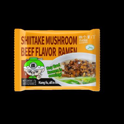 China Wholesale Low Fat OEM Non-Fried Ramen Food Instant Noodles Shiitake Mushroom Beef Flavor Halal Ramen for sale