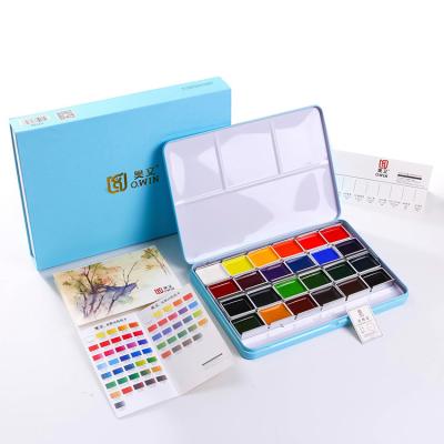 China AOWEN Lover's Watercolor Painting Set Metal Solid Acrylic Box Half Palette Mixing Pans Art Supplies for Artists - Large 24 lb Colors for sale