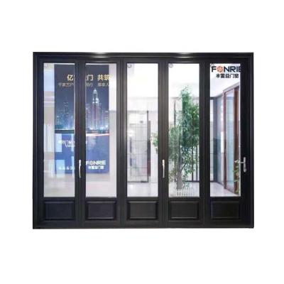 China Fengleiyi Durable Modern Commercial Home Black External Metal Alu Glass Folding Door for sale