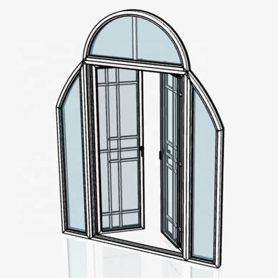 China Waterproof French Residential Exterior Aluminum Frame Double Swing Safety Glass Door for sale