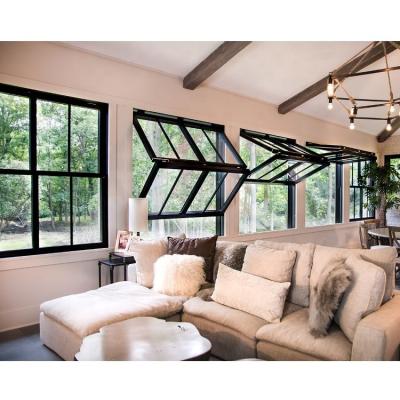 China High Quality Inward Magnetic Screen Vertical Folding Black Aluminum Frame Glass Window for sale