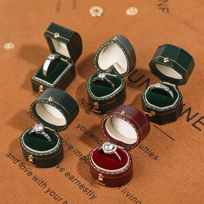 China 2022 Mini Ring Box Maker Stain Luxury Ring Case Retro Handmade Simple Octagonal Portable Jewelry Box Jewelry Box for sale